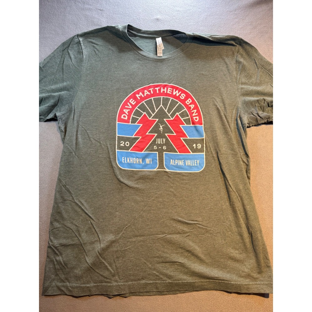 Dave Matthews Band 2019 Alpine Valley Concert T-Shirt Mens XL Heather Green DMB
